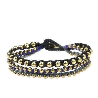 Trendy Colored Strands Silver Beads Jingle Bell Purple Bracelet