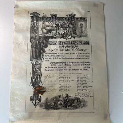 1906 Naval Academy diploma on vellum