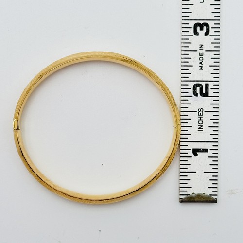EG 14k Yellow Gold Etched Bangle Bracelet Dominican Republic 7.6gr Sz 7.4” 19cm - Picture 3 of 18