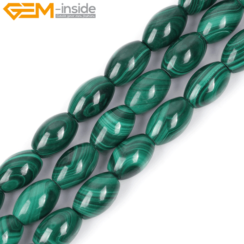 A+ Malachite Olivary Rice Natural Gemstone Grade Beads For Jewelry Making 15" UK - Picture 12 of 24