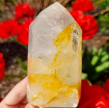 High Quality Golden Healer Tower Free Form Crystal Chakra Gemstone Point Nice