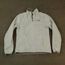 The North Face Jacket Womens Small White Full Zip Sweater Fuzzy Mock Neck