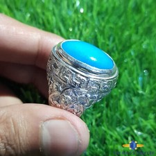 Clean Rare Blue Turquoise Ring Nishapuri Feroza Natural Feroza Handmade Men Ring