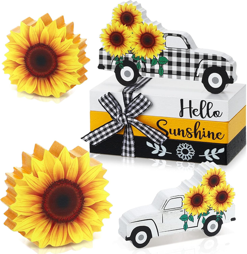 5 Pcs Sunflower Table Decorations Summer Tiered Tray Decor Mini Wooden Decorativ - Picture 8 of 12
