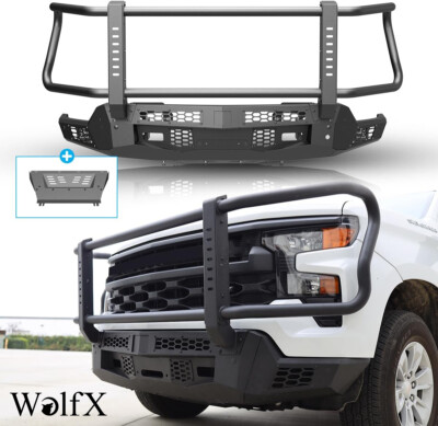 #ad Steel Front Bumper w Bull BarSkid Plate For 2022 2023 2025 Chevy Silverado 1500 $839.97