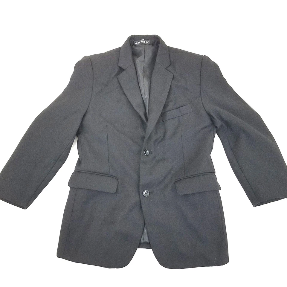 Chaqueta Blazer Niños Jóvenes Tazio Negro Mezcla Lana 2 Botones Completamente Forrada a Mano Sastre Foto 2 de 4