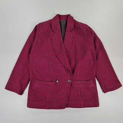 Loretta Bloom Womens Blazer Purple 12 UK Houndstooth Wool Jacket Ireland