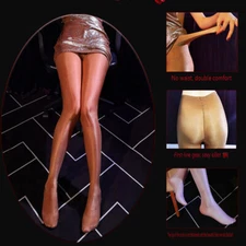 Plus Size 50D Glossy Tights Oily Shiny Anti-Slip Sheer Pantyhose Soft Loose Fit