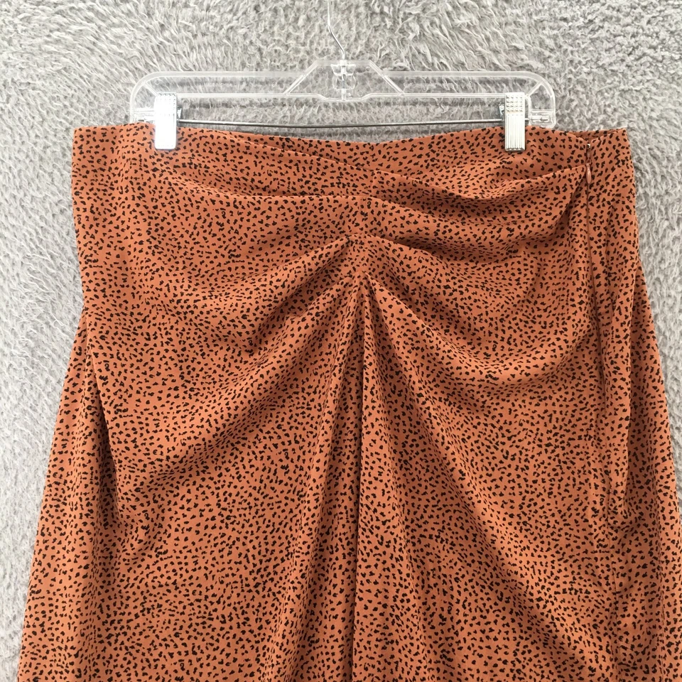 Nine West Side 褶皱 Midi 铅笔裙女式 XL 生锈多动物印花休闲 — 第 3/4 张图片