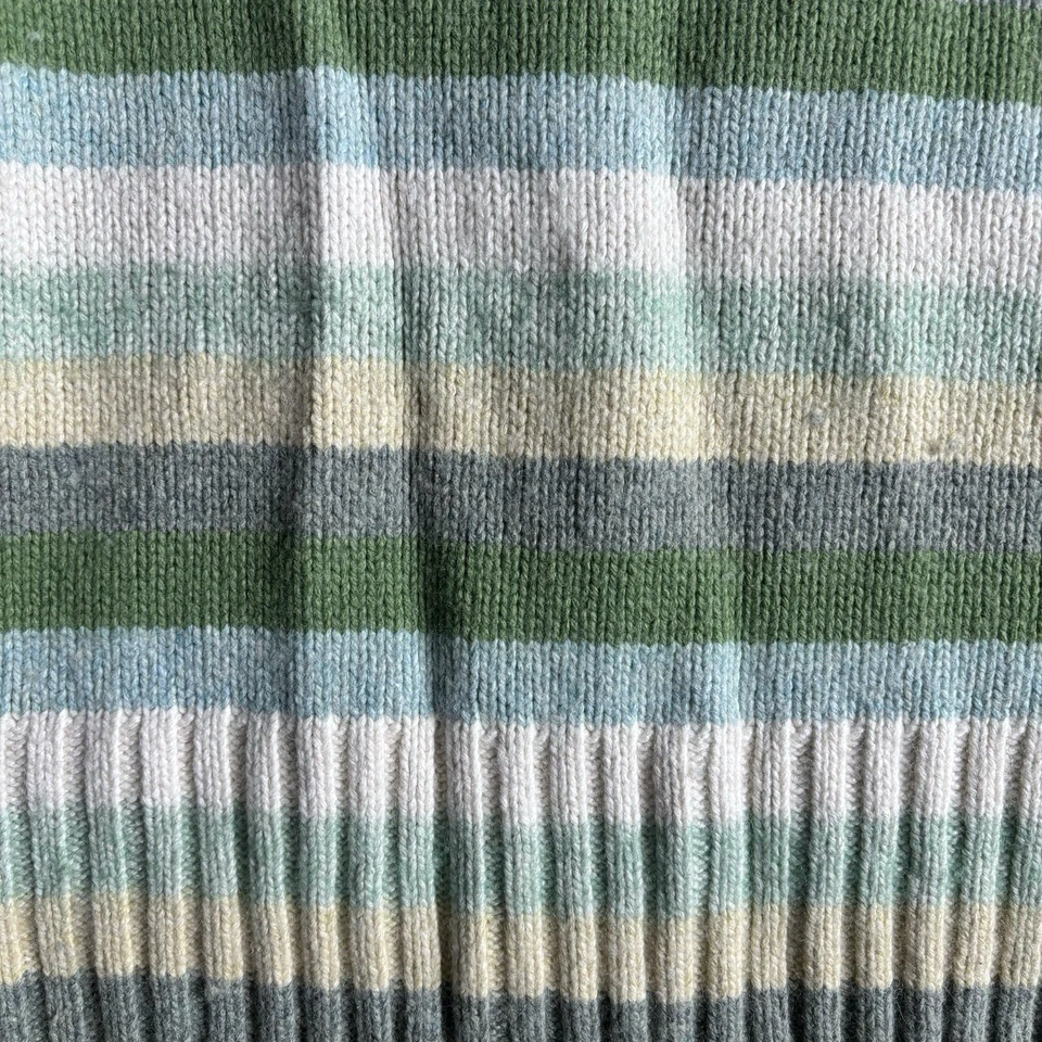 Vintage GAP Y2K Women's Medium Wool Blend Striped Green Turtleneck Sweater Boxy - Image 3 of 4