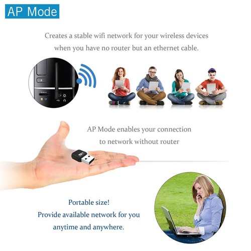 WAVLINK 600Mbps Mini Wireless Dual Band 2.4/5GHz USB WiFi Adapter WiFi Dongle - Picture 8 of 11