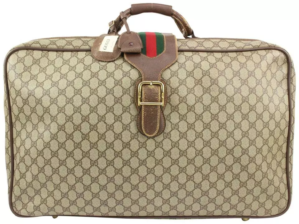 Gucci Soft Gg Supreme Duffle Bag With Web in Brown