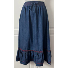 Vintage Western Style Denim Skirt with Ruffle Junior Girl Size 11