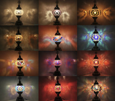 FREE LED BULB Turkish Moroccan Lamp Colourful Glass Globe Light Desk Table Lamp