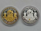 1998 OFFICIAL CALIFORNIA SESQUICENTENNIALS PROOF SILVER SET 2 MEDALLIONS W/GOLD