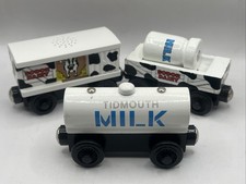 Thomas  Friends Wooden Train Lot MILK BARREL, TANKER  COW CAR w/SOUNDS EUC