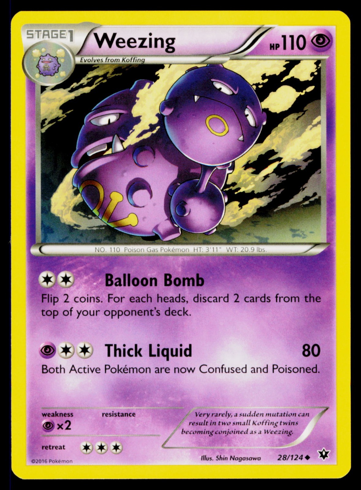 Weezing - 28/124 Uncommon Pokemon XY - Fates Collide NM