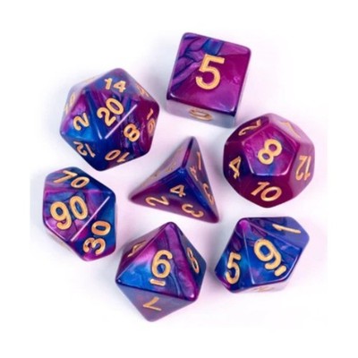 Foam Brain Dice Poly Set - Between Dimensions w/Gold (7) New