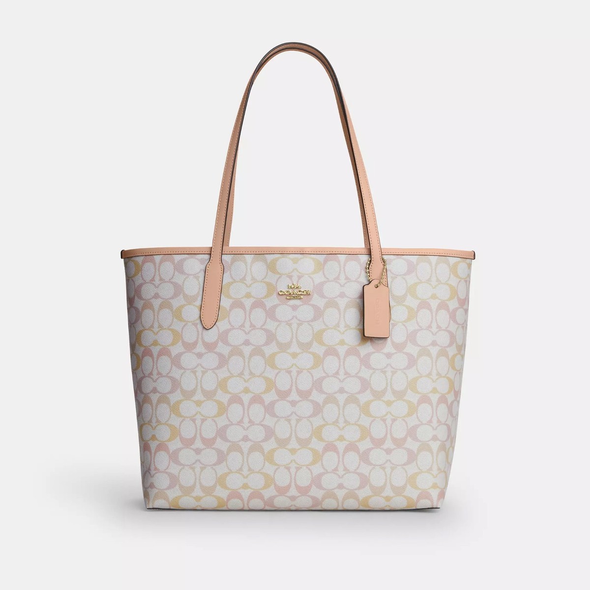 Coach City Tote Bag Shoulder Bag In Signature Canvas Gold/Chalk