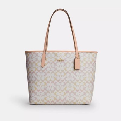 NWT Coach CDZ04 City Tote Bag In Signature Canvas Smooth Leather