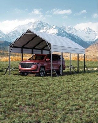 Garvee 13x21x11ft Metal Carport 660 Lbs Steel Frame 2'' 19 Gauge Roof Heavy Duty