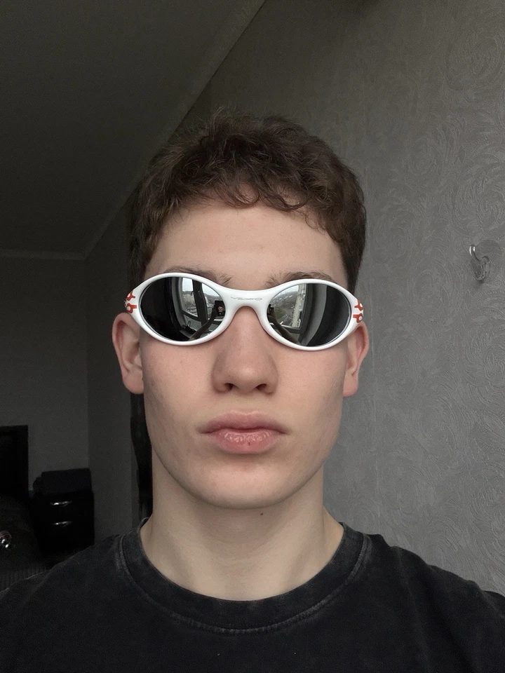 Gafas de sol Oakley Eye Jacket Flames Prizm de colección blancas plateadas Y2K Gorpcore raras Foto 3 de 4