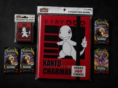 Pokemon 9-Pocket Pro Binder Charmander Sammelmappe + Sleeves + 4 Boosterpacks