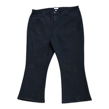 Ava Viv Plus Size 24W Black Cropped High Rise Flare Jeans 26.5" Inseam