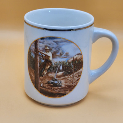 Coffee Mug The Surrey Group Schaumburg, IL 1987 Ivory 8OZ The Logger