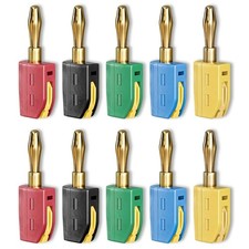 Image of 10 Professional Banana Plugs HiFi Pro Quality 24K Gold plated Red/Black UK