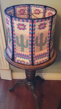 ANTIQUE VTG NEEDLEPOINT WOVEN CACTUS NATIVE AMERICAN SOUTHWESTERN LAMPSHADE RARE