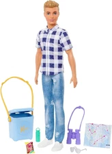 It Takes Two Camping Set with Blonde Ken Doll in Plaid Shirt & Accessories Inclu