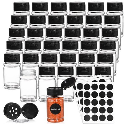 Tosnail 36 Pack 2.7 Oz Small Plastic Spice Bottles with Black Shaker Clear 