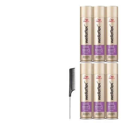 7tlg. Wella Haarspray wellaflex Fülle & Style Ultra starker Halt Stärke 5 + Kamm