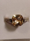 VTG 925 Sterling Silver Ring Champagne Cushion CZ Stone w/Clear Accents Sz.6 NV
