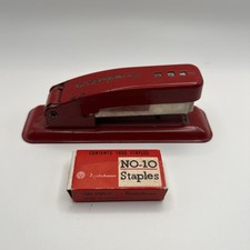 VINTAGE RED CUB SWINGLINE STAPLER WORKS / USA made Steel W/staples