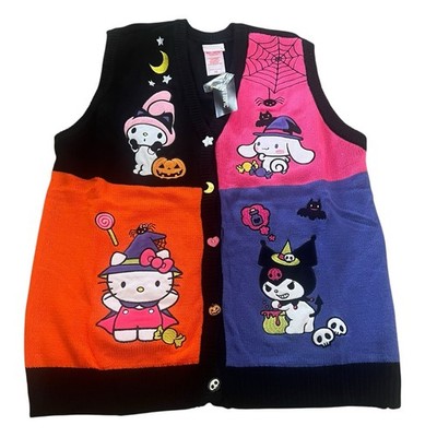 Sanrio Hello Kitty Halloween Cardigan Vest My Melody Kuromi Cinnamoroll Sz Large