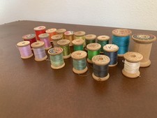 22 Vintage Wooden Spools Various Sizes Makers-Coats  Clark, Belding, Talon