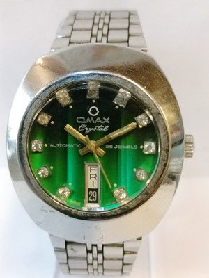 OMAX 25 JEWELS AUTOMATIC DUAL TONE GREEN DIAL 35202 SWISS MEN'S