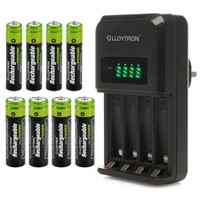 Intelligent Battery Charger LCD Display + 8 AAA & AA NiMh Rechargeable Batteries