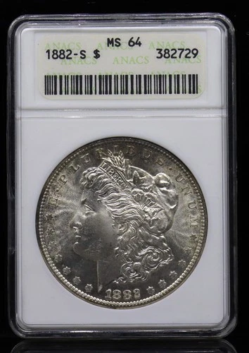 1882-S Morgan Silver Dollar ANACS MS64