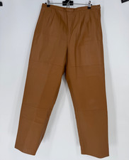 Terry Lewis Classic Luxuries Leather Pants Lined 16 32W Camel Tan Western Boho