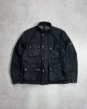 VINTAGE BELSTAFF GOLD MULTIPOCKET WAXED JACKET L MADE IN ENGLAND RARE BARBOUR L