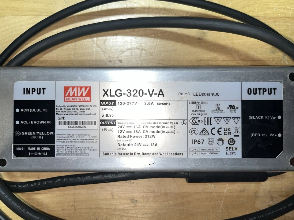 Б/у светодиодный источник питания Mean Well XLG‐320‐V‐A 320 Вт постоянное напряжение IP67 - Изображение 2 из 3