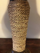 31" Küstentischlampe ~ "Rattan" Seil & Holz von Quoizel ~ Beachy!