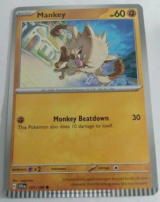 Mankey Crimp Error Card Pokemon Scarlet And Violet 107/198 Crimped Edge ...
