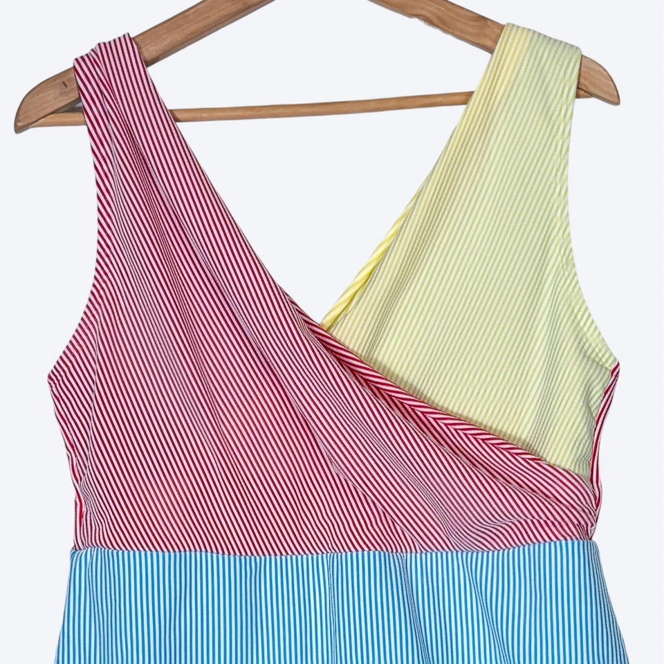 Lands' End NEW Retro Seersucker Striped Swim Dress Plus Size 16 Colorful Modest - Image 3 of 4