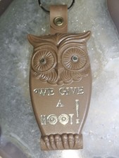 Vintage Owl Keychain "We Give A Hoot"