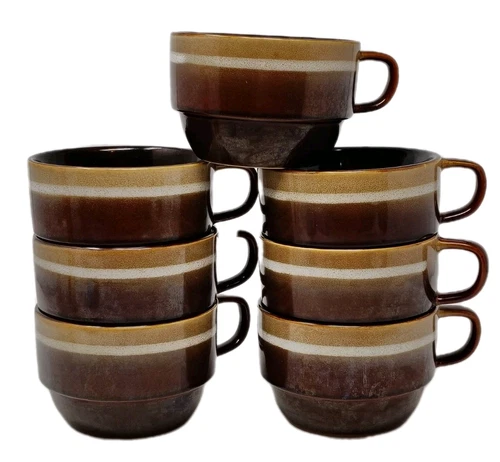 VTG Pier 1 Stoneware Large Coffee Mug Oversized Jumbo Soup Cup Bowl Speckled Set