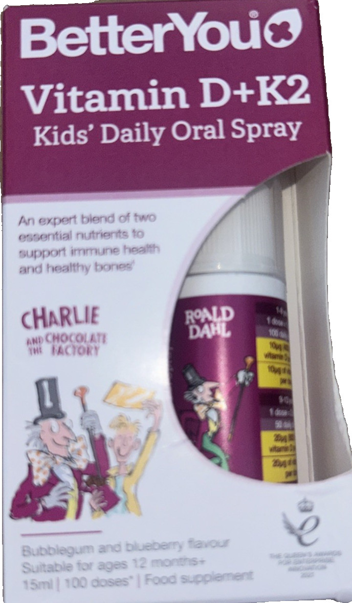 BetterYou Vitamin D + K2 Kids Oral Spray 15ml | Children's Vitamin D | Free UK